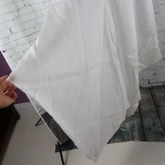 100% CAPRI WHITE LINEN SLEEVELESS V NECK HANDKERCHIEF BEACH COVER UP SIZE MEDIUM - Picture 6 of 9